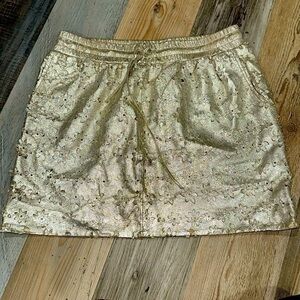 Anthropologie gold flower skirt